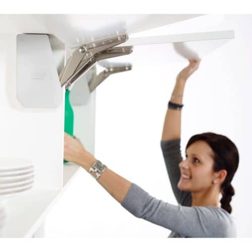 Ảnh thực tế bộ tay nâng FREE FLAP 1.7 Hafele 493.05.831 nắp xám