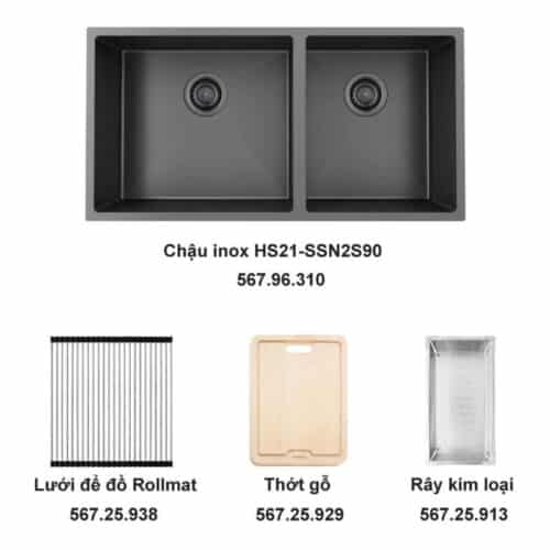 Bộ chậu rửa và phụ kiện Hafele HS21-SSN2S90 567.96.313