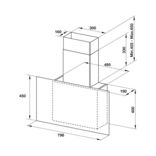 Kích thước Máy hút mùi gắn tường Hafele HH-WVG80E 533.86.018