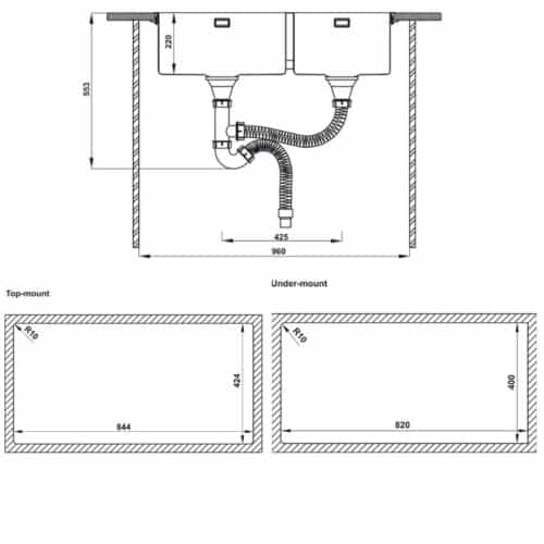 Bộ chậu rửa và phụ kiện Hafele HS21-SSN2S90 567.96.313
