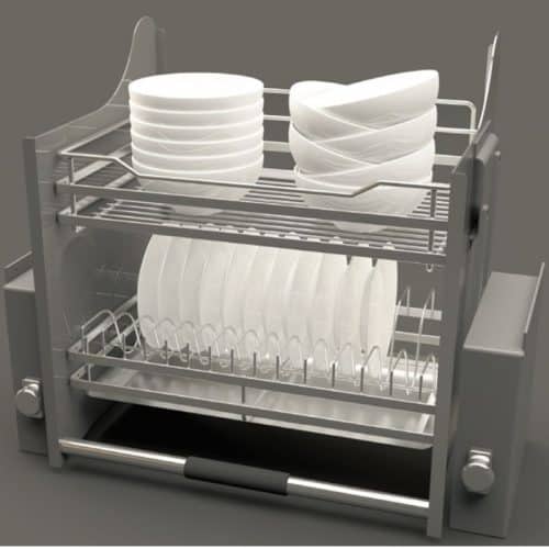 Ảnh thực tế rổ chén đĩa di động lướt dẹt LENTO Cucina 504.76.214 mạ chrome