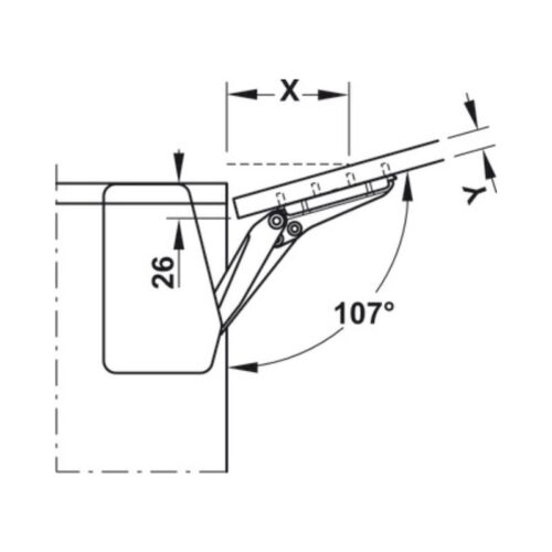 Thiết kế của Bộ tay nâng FREE FLAP 1.7 Hafele 493.05.822 nắp trắng