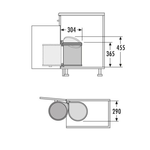 Lắp đặt thùng rác gắn cửa màu trắng Hafele 502.12.729 15L