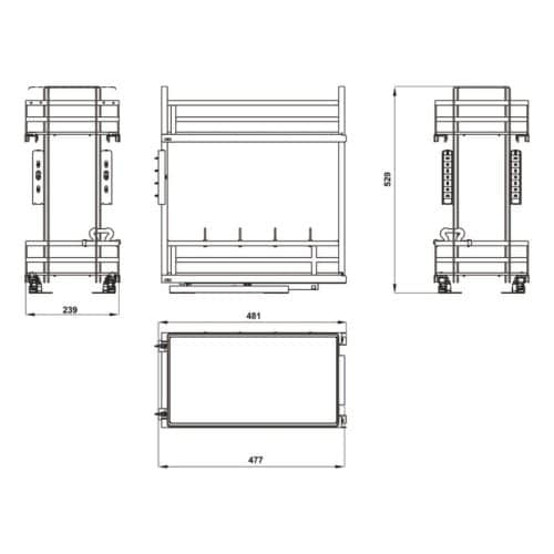 Kích thước bộ rổ gia vị Hafele Omero 549.20.823 300mm