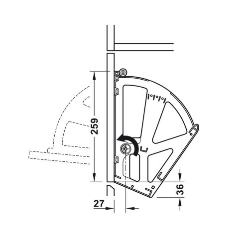 Góc mở Phụ kiện tủ giày Hafele 892.14.742