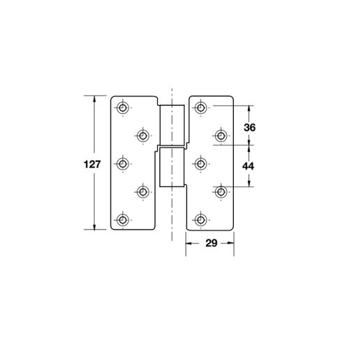 Kích thước Bản lề trục giữa Hafele 926.51.009