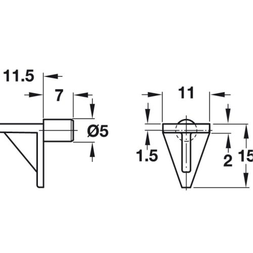 Kích thước bas đỡ kệ loại lắp nhấn Hafele 283.63.715