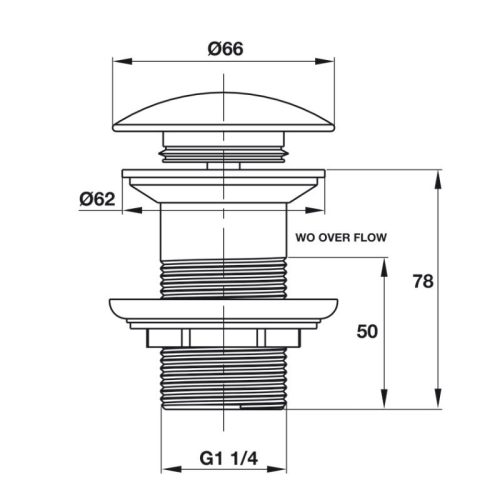 Kích thước bộ nhấn xả chậu Lavabo không có xả tràn Hafele 589.25.986
