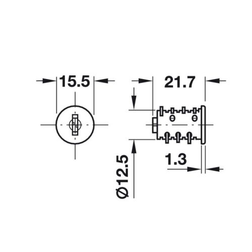 Kích thước ruột khóa tủ SYMO 3000 Hafele 210.41.611