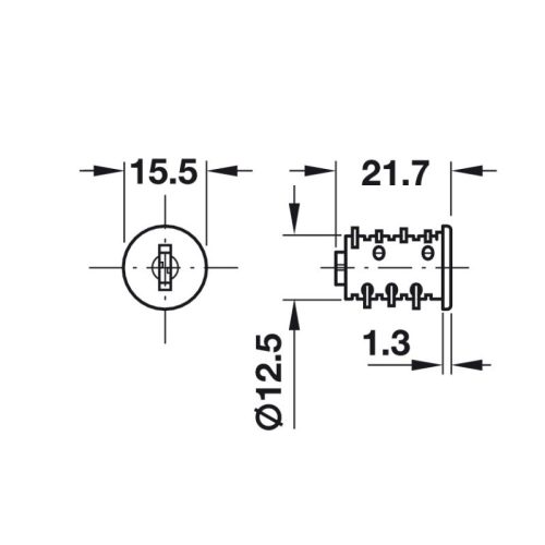 Kích thước ruột khóa tủ SYMO 3000 Hafele 210.41.612