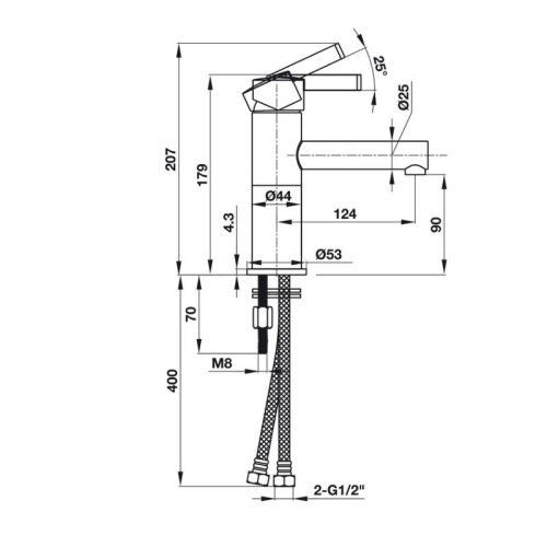 Kích thước vòi trộn Roots 70 Hafele 495.61.143