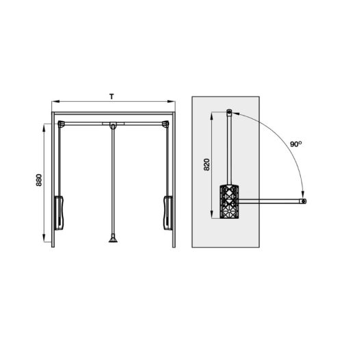 Thiết kế của tay nâng móc áo 830 - 1150 Hafele 805.11.154