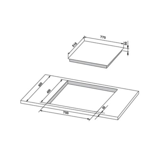 Kích thước của bếp ttừ Hafele 3 vùng nấu HC-IS773EA 535.02.242 lắp âm